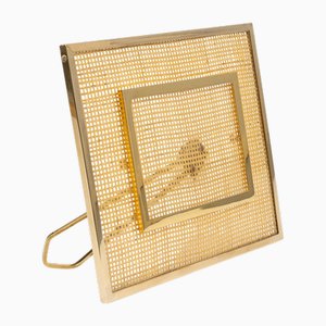 Picture Frame in Acrylic Glass, Wicker and Brass in the style of Christian Dior, Italy, 1970s-LYQ-2020941