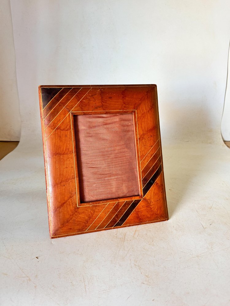 Picture Frame in Brown Leather in the style of Jacques Adnet, 1940