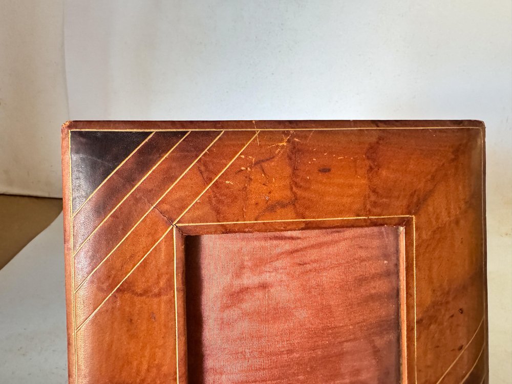 Picture Frame in Brown Leather in the style of Jacques Adnet, 1940