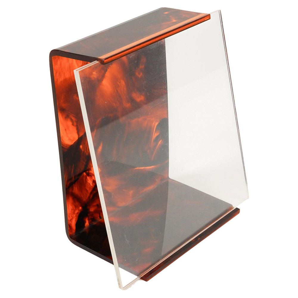 Picture Frame in Faux Tortoiseshell Acrylic Glass attributed to Team Guzzini, Italy, 1970s