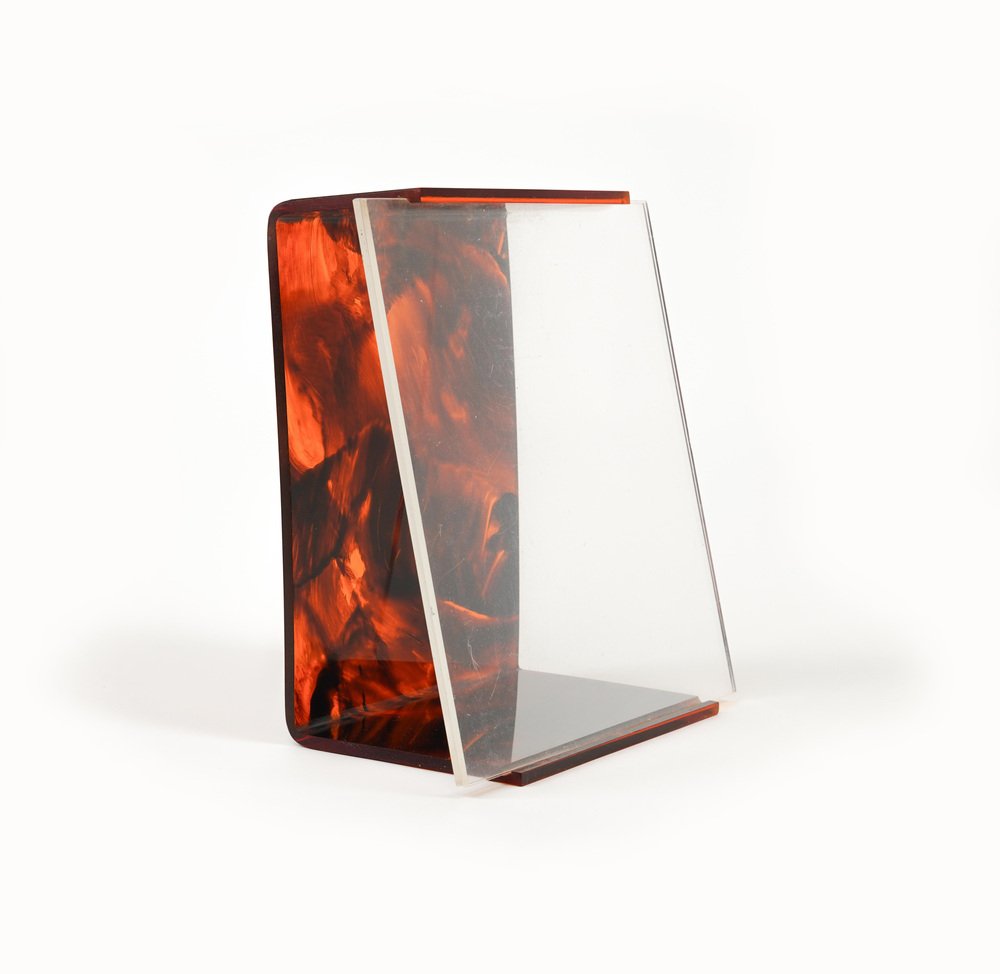 Picture Frame in Faux Tortoiseshell Acrylic Glass attributed to Team Guzzini, Italy, 1970s