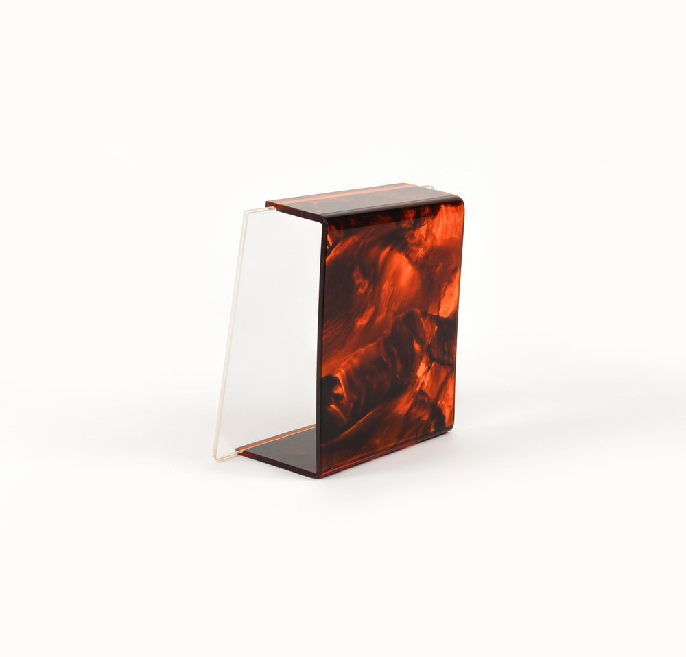 Picture Frame in Faux Tortoiseshell Acrylic Glass attributed to Team Guzzini, Italy, 1970s