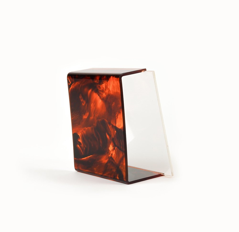 Picture Frame in Faux Tortoiseshell Acrylic Glass attributed to Team Guzzini, Italy, 1970s