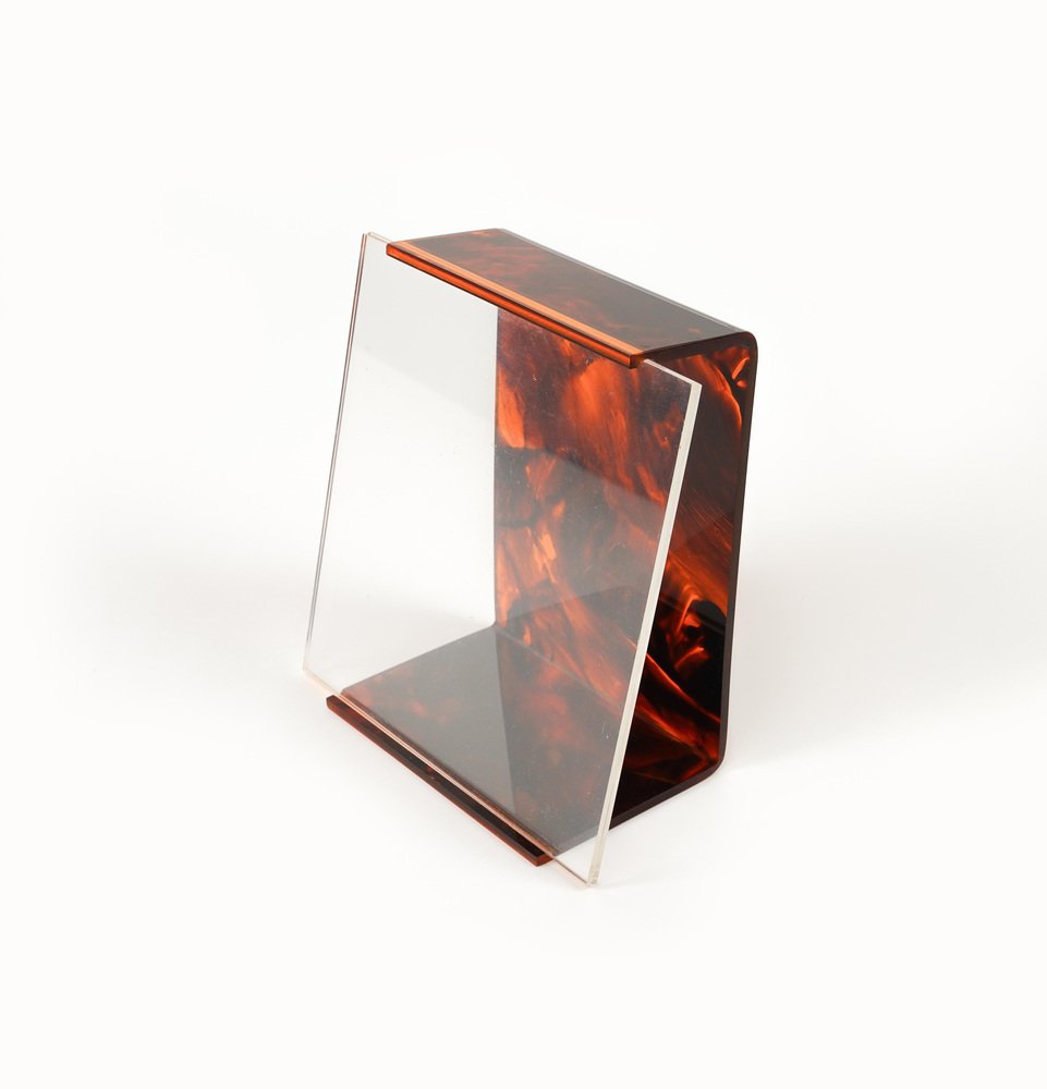 Picture Frame in Faux Tortoiseshell Acrylic Glass attributed to Team Guzzini, Italy, 1970s