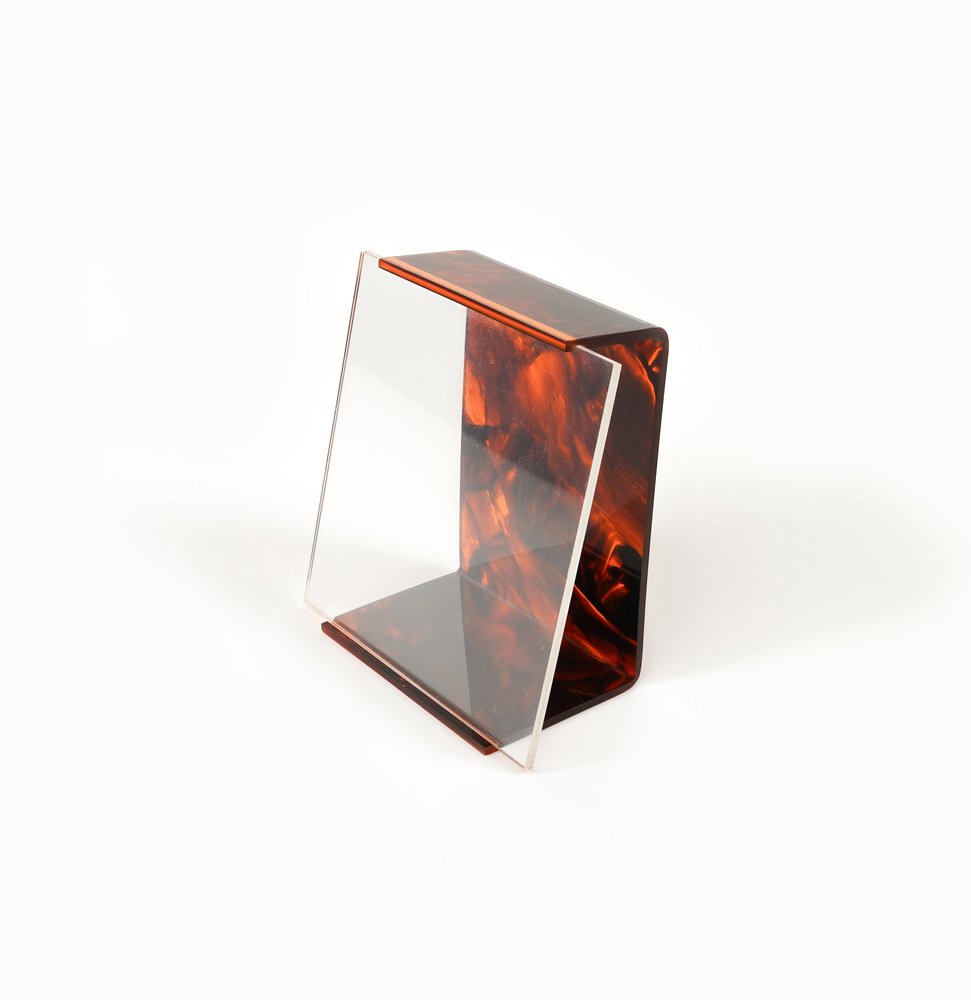 Picture Frame in Faux Tortoiseshell Acrylic Glass attributed to Team Guzzini, Italy, 1970s