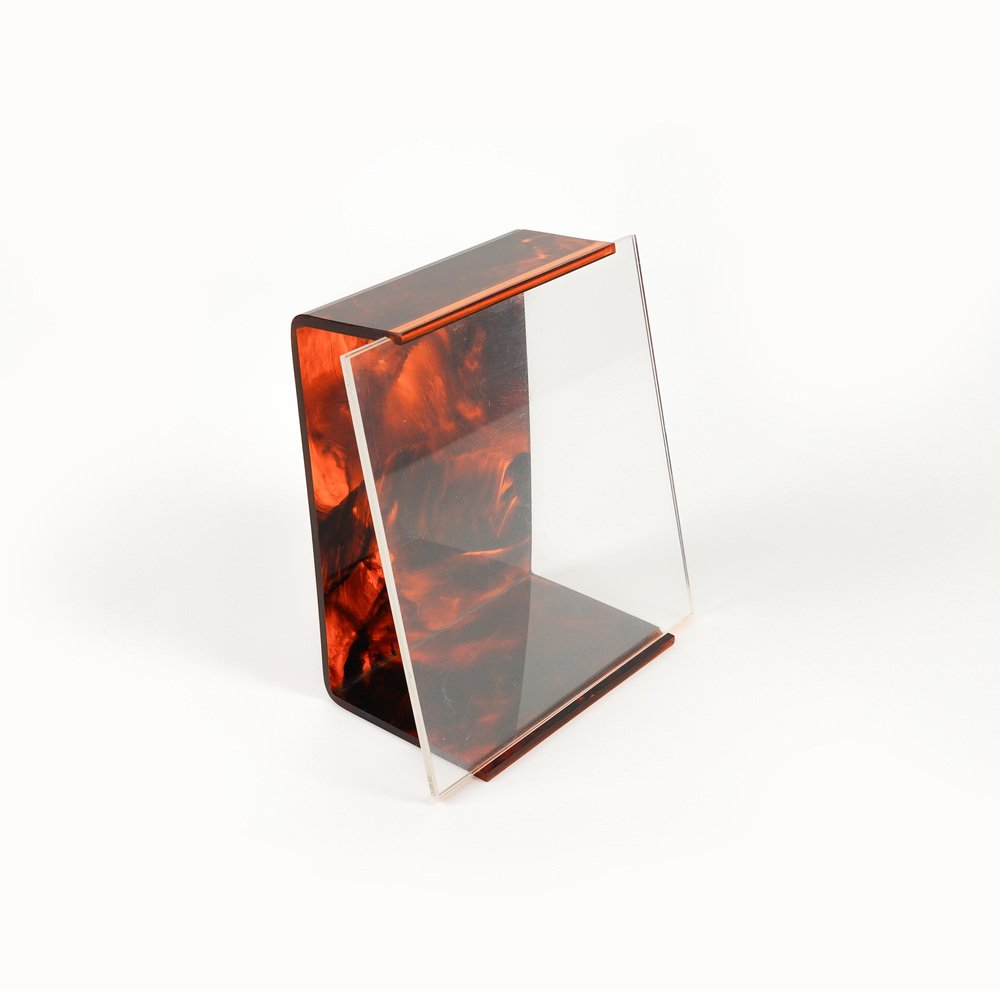 Picture Frame in Faux Tortoiseshell Acrylic Glass attributed to Team Guzzini, Italy, 1970s