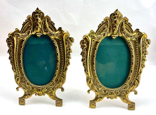 Picture Frames in Polished Brass, France, 1900s, Set of 2-MJY-1719009