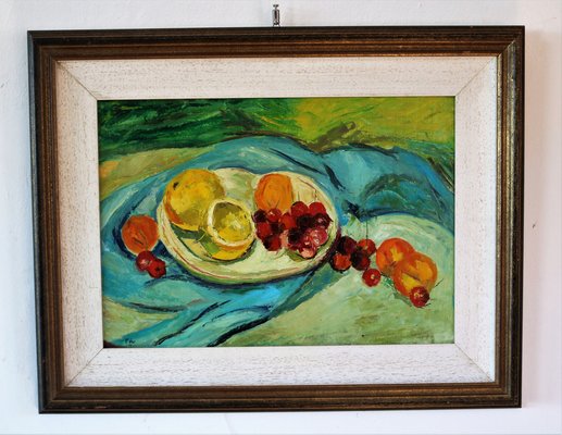 Piero Leo, Still Life with Fruit, 1974, Oil on Faesite, Framed-IYX-1728880