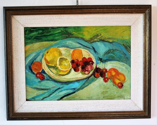 Piero Leo, Still Life with Fruit, 1974, Oil on Faesite, Framed-IYX-1728880