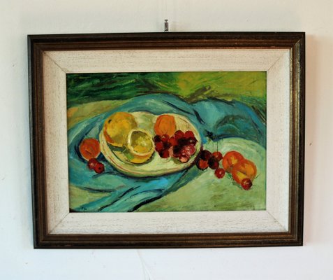 Piero Leo, Still Life with Fruit, 1974, Oil on Faesite, Framed-IYX-1728880