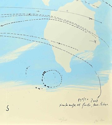 Piero Pizzi Cannella, Little World Map Rome Peking, Olympic Games Beijing, 2008, Lithograph-ZCI-1775771