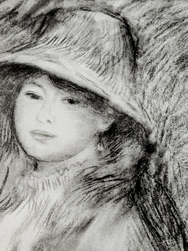 Pierre-Auguste Renoir, Portrait of a Young Girl with Hat, Lithograph