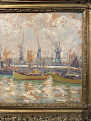 Pierre Bertand, Port of Casablanca, 1920s, Oil on Canvas-NRK-2027683