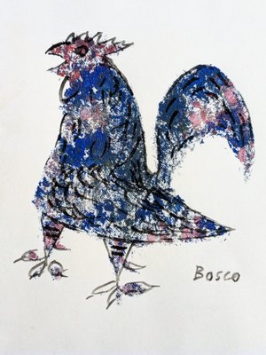 Pierre Bosco, Rooster, Mixed Media on Paper, 1960s-NRC-1789909