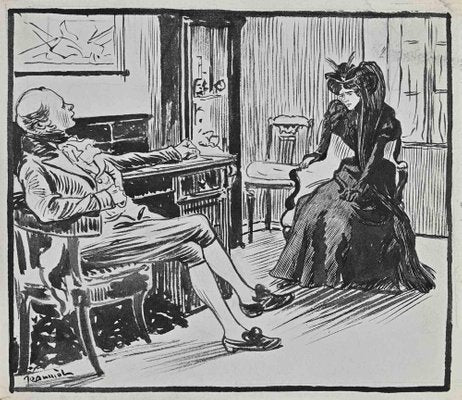 Pierre Georges Jeanniot, Conversation, Ink Drawing, Early 20th Century-ZCI-1422481