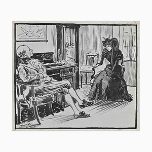 Pierre Georges Jeanniot, Conversation, Ink Drawing, Early 20th Century-ZCI-1422481