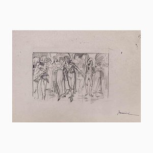 Pierre Georges Jeanniot, Dance Party, Original Pencil on Paper, Early 20th Century-ZCI-1380176