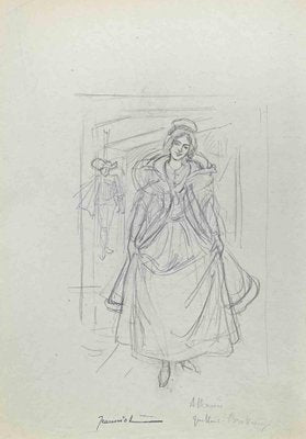 Pierre Georges Jeanniot, Elegant Lady, Original Drawing, 1890s-ZCI-1362745