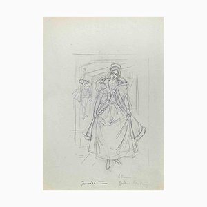 Pierre Georges Jeanniot, Elegant Lady, Original Drawing, 1890s-ZCI-1362745