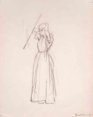 Pierre Georges Jeanniot, Figure, Drawing in Pencil, Early 20th Century-ZCI-1394392