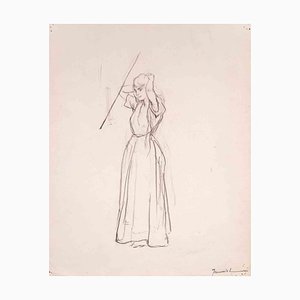 Pierre Georges Jeanniot, Figure, Drawing in Pencil, Early 20th Century-ZCI-1394392