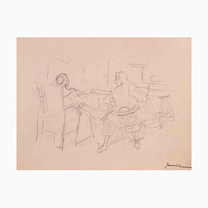 Pierre Georges Jeanniot, Figures, Original Pencil on Paper Drawing, Early 20th Century-ZCI-1380208