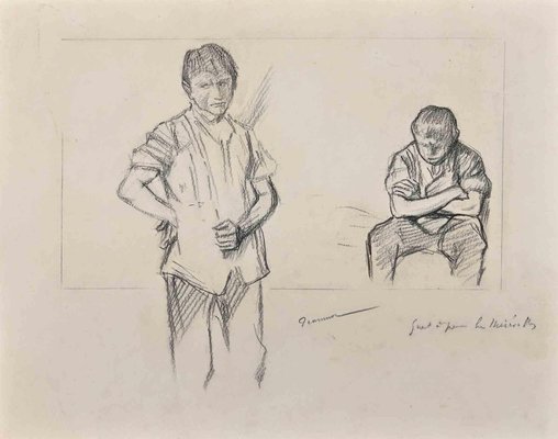 Pierre Georges Jeanniot, Figures, Pencil Drawing, Early 20th Century-ZCI-2029206