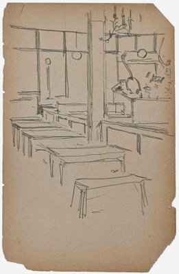 Pierre Georges Jeanniot, Interior, Original Drawing, Early 20th Century-ZCI-1318046