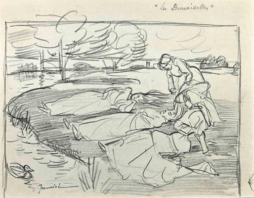 Pierre Georges Jeanniot, Les Demoiselles, Drawing, Late 19th Century-ZCI-2025355