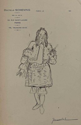 Pierre Georges Jeanniot, Man in Costume, Original Drawing, Early 20th-Century-ZCI-1326693