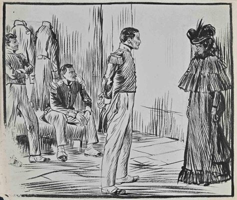 Pierre Georges Jeanniot, Meeting, Ink Drawing, Early 20th Century-ZCI-1422471