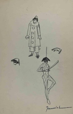 Pierre Georges Jeanniot, Puppets, Original Drawing, Early 20th-Century-ZCI-1326694