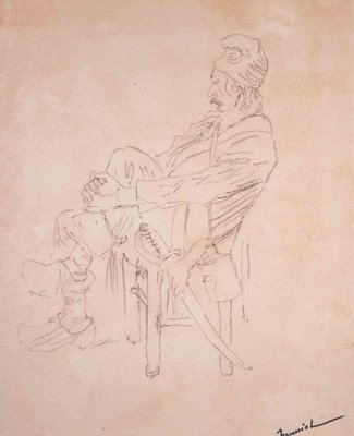 Pierre Georges Jeanniot, Rest, Original Pencil on Paper Drawing, Early 20th Century-ZCI-1380207