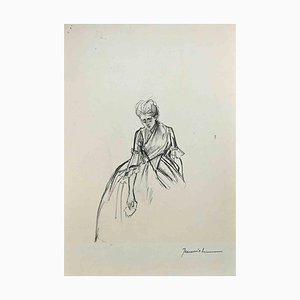 Pierre Georges Jeanniot, Sorrowful Lady, Original Drawing, 1890s-ZCI-1362746