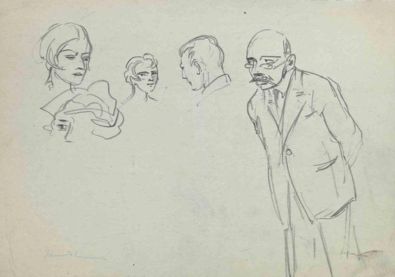 Pierre Georges Jeanniot, The Portraits, Pencil Drawing, Early 20th-Century-ZCI-1307012