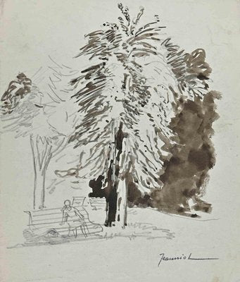 Pierre Georges Jeanniot, The Tree, Pencil Drawing, Early 20th-Century-ZCI-1306973