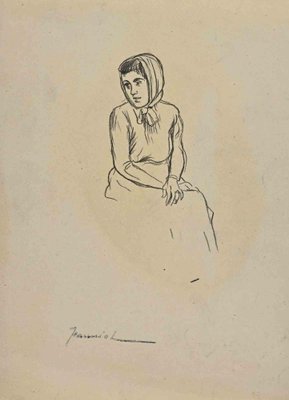 Pierre Georges Jeanniot, The Young Girl, Pencil Drawing, Early 20th-Century-ZCI-1307020