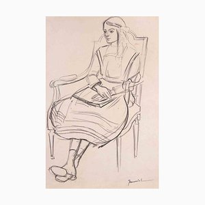 Pierre Georges Jeanniot, Woman at Rest, Original Pencil on Paper Drawing, Early 20th Century-ZCI-1380205