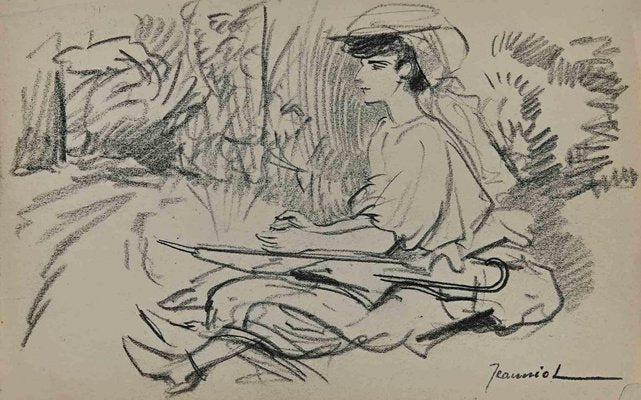 Pierre Georges Jeanniot, Woman, Charcoal Drawing, Early 20th-Century-ZCI-1316523