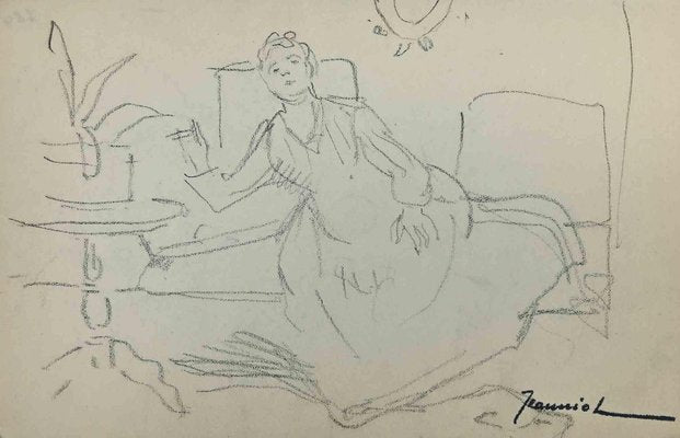 Pierre Georges Jeanniot, Woman, Charcoal Drawing, Early 20th-Century-ZCI-1316539