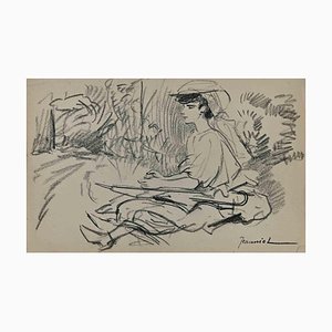 Pierre Georges Jeanniot, Woman, Charcoal Drawing, Early 20th-Century-ZCI-1316523