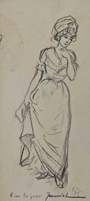 Pierre Georges Jeanniot, Woman, Original Drawing, Early 20th-Century-ZCI-1326691