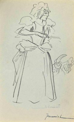 Pierre Georges Jeanniot, Woman, Pencil Drawing, Late 19th-Century-ZCI-1257808