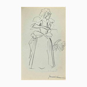 Pierre Georges Jeanniot, Woman, Pencil Drawing, Late 19th-Century-ZCI-1257808