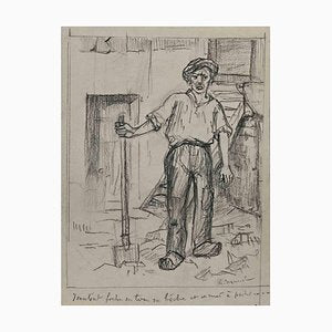 Pierre Georges Jeanniot, Worker, Original Drawing, Early 20th-Century-ZCI-1326710