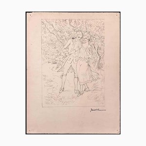 Pierre Georges Jeanniot, Young Love, Original Drawing, Early 20th-Century-ZCI-1329494