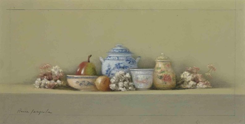 Pierre Jacqueline, Still Life with Pots, Watercolor, 1980s-ZCI-2029204