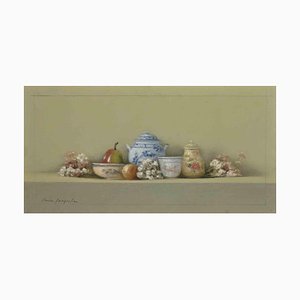 Pierre Jacqueline, Still Life with Pots, Watercolor, 1980s-ZCI-2029204