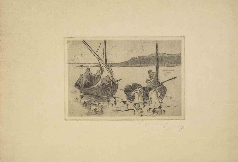 Pierre Louis Dumont, Fishermen, Etching, Early 20th Century