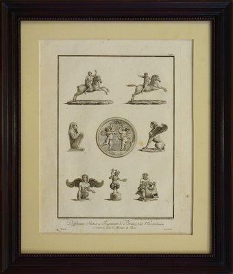 Pierre-Philippe Choffard and Benoît Louis Henriquez, Bronze Statues and Fragments from Herculaneum, Etching Print, Framed-VHF-1143494